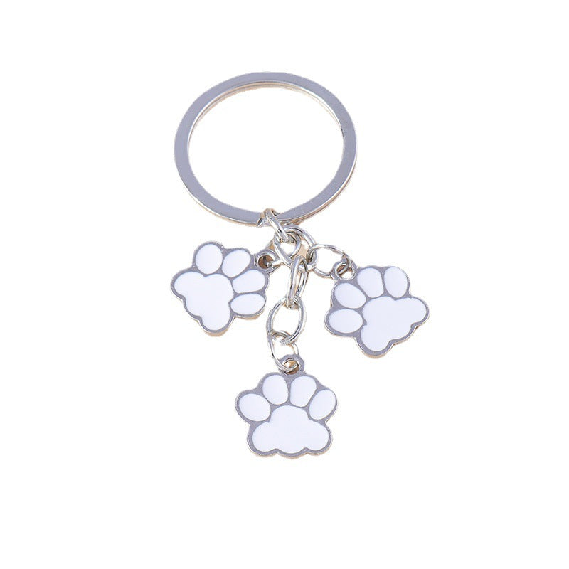 Wholesale Cartoon Cute Three Dogs Paw Print Keychain